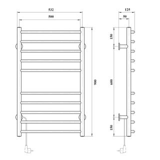 Полотенцесушитель электрический Domoterm Аврора DMT 109-10 50x90 EK L хром